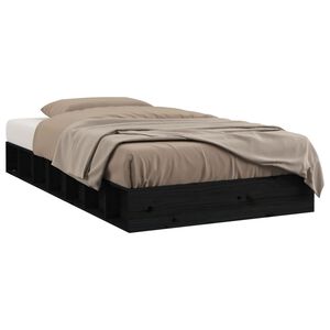 vidaXL Massivholzbett Schwarz 75x190 cm