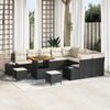 vidaXL Garten-Sofa-Set mit Speicher 12 pcs Schwarz Poly Rattan