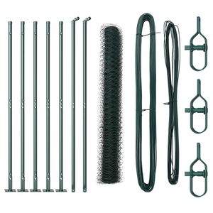 vidaXL Sechseckzaun mit Betonsockel 10 x 1,2 m PVC-beschichteter Stahl