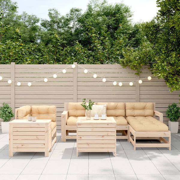 vidaXL 7-tlg. Garten-Sofagarnitur Massivholz Kiefer
