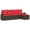 vidaXL Gartensofa-set mit Kissen mit Speicher 5 pcs Braun Poly-Rattan