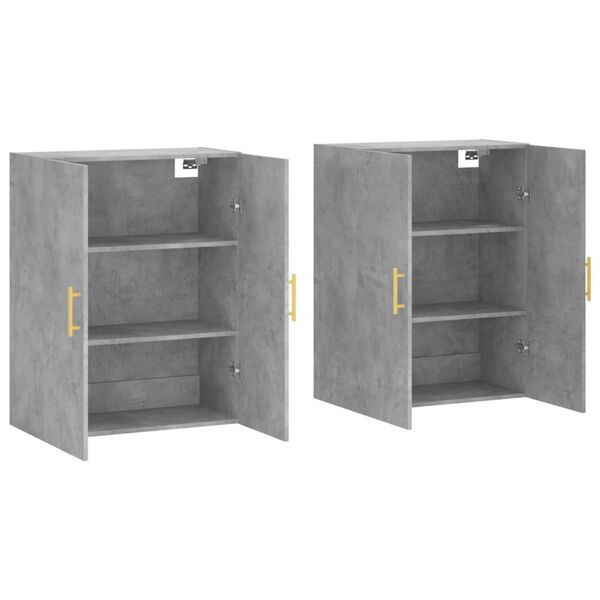 vidaXL Wandschr&auml;nke 2 Stk. Betongrau 69,5x34x90 cm