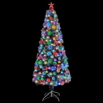 vidaXL Künstlicher Weihnachtsbaum mit Beleuchtung 180 cm Glasfaser