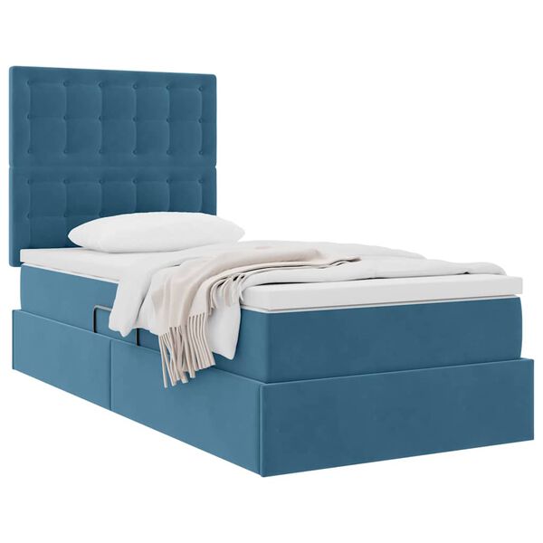 vidaXL Aufbewahrungsbett mit Matratze Dunkelblau 100 x 200 cm Samt