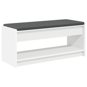 vidaXL Flurbank mit Kissen mit Regal Wei&szlig; 103 x 38 x 45 cm