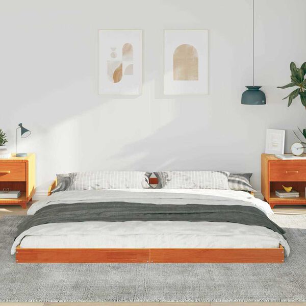 vidaXL Bettrahmen Wachsbraun 200 x 200 cm Massives Kiefernholz