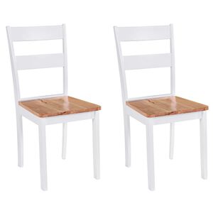 vidaXL Esszimmerst&uuml;hle 2 Stk. Wei&szlig; Massivholz Gummibaum
