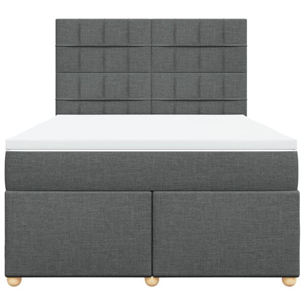 vidaXL Boxspringbett mit Matratze Dunkelgrau 140x190 cm Stoff