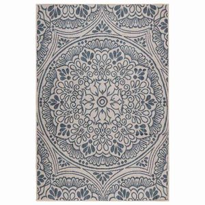 vidaXL Outdoor-Teppich Flachgewebe 200x280 cm Blaues Muster