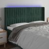vidaXL LED Kopfteil Dunkelgr&uuml;n 203x16x118/128 cm Samt