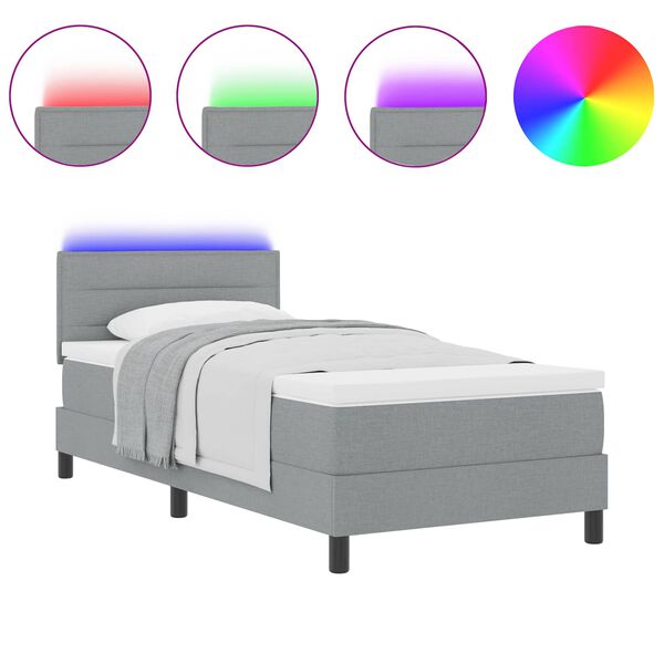 vidaXL Boxspringbett mit Matratze Hellgrau 80 x 200 cm Stoff