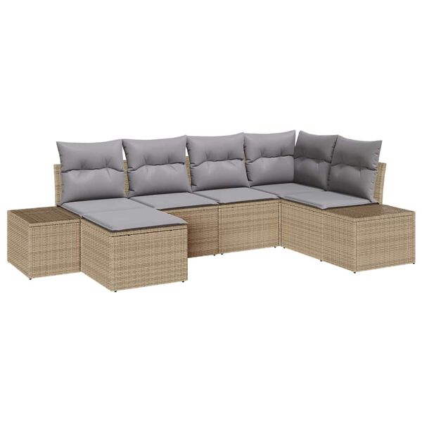 vidaXL Gartensofa-set mit Kissen 6 pcs Beige und Grau Poly-Rattan