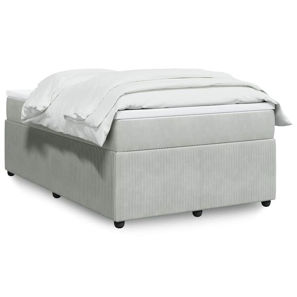 vidaXL Boxspringbett mit Matratze Hellgrau 120x190 cm Samt
