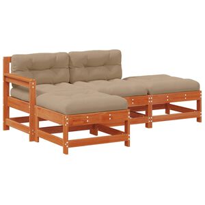 vidaXL Garten-Lounge-Set 4 stk. Wachsbraun Massives Kiefernholz