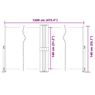 vidaXL Seitenmarkise Ausziehbar Creme 140x1200 cm