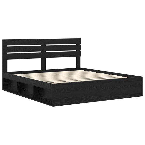 vidaXL Bettrahmen Schwarz 200 x 200 cm Massives Kiefernholz
