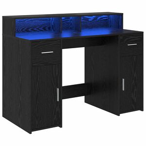 vidaXL Schreibtisch mit Speicher Schwarz Eichen-Optik 120 x 55 x 91 cm