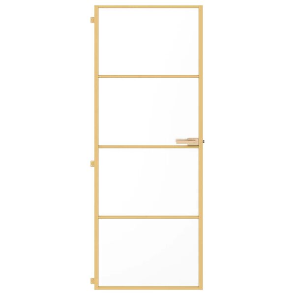 vidaXL Innentür Schlank Golden 76x201,5 cm Hartglas und Aluminium