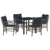 vidaXL Garten Essgruppe 5 Stk. Grau und Schwarz Rattan