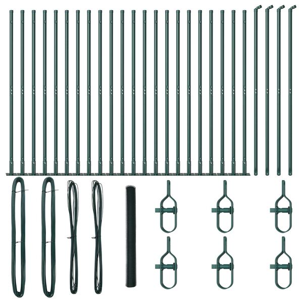 vidaXL Zaun mit Pfosten Gr&uuml;n 1,6 x 50 m PVC-beschichteter Stahl