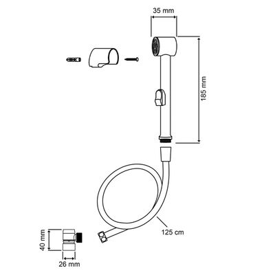 EISL Waschtisch-Handbrause-Set mit Wandhalterung & Brauseschlauch Weiß