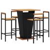 vidaXL 5-tlg. Gartenbar-Set Schwarz Poly Rattan & Massivholz Akazie