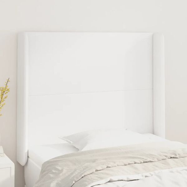 vidaXL Kopfteil mit Ohren Wei&szlig; 103x16x118/128 cm Kunstleder