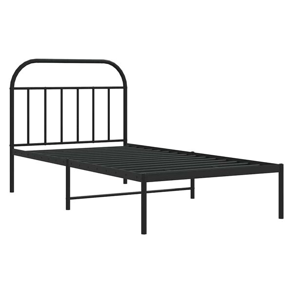 vidaXL Bettgestell mit Kopfteil Metall Schwarz 100x200 cm