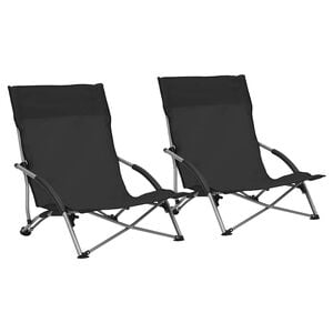 vidaXL Klappst&uuml;hle, 2 St&uuml;ck, schwarzer Stoff