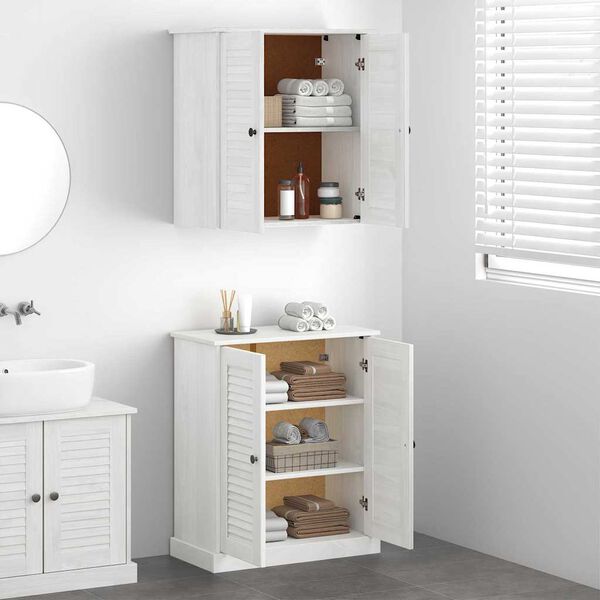 vidaXL Badezimmerm&ouml;bel-Set 2 pcs Wei&szlig; und Antikwei&szlig; 67,5 x 34 x 80 cm