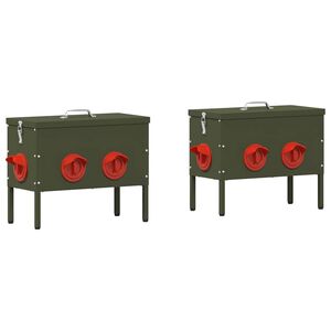 vidaXL H&uuml;hnerf&uuml;tterer 2 pcs Olive Gr&uuml;n 41,5 x 20,5 x 33 cm