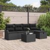 vidaXL Garten-Sofa-Set mit Kissen 6 pcs Schwarz Poly Rattan