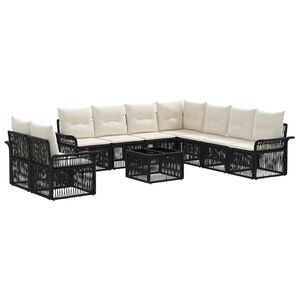 vidaXL Gartensofa-set 10 stk. Schwarz Poly-Rattan