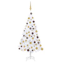 vidaXL Künstlicher Weihnachtsbaum mit Beleuchtung & Kugeln Weiß 120 cm