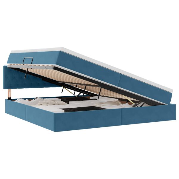 vidaXL Aufbewahrungsbett mit Matratze Dunkelblau 200 x 200 cm Samt