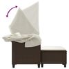 vidaXL Gartensofa 2-Sitzer mit Dach und Hockern Braun Poly Rattan
