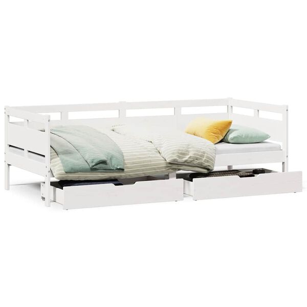 vidaXL Tagesbett mit Schubladen Wei&szlig; 90x200 cm Kiefernholz