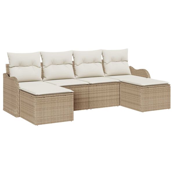 vidaXL Gartensofa-set Beige Poly-Rattan