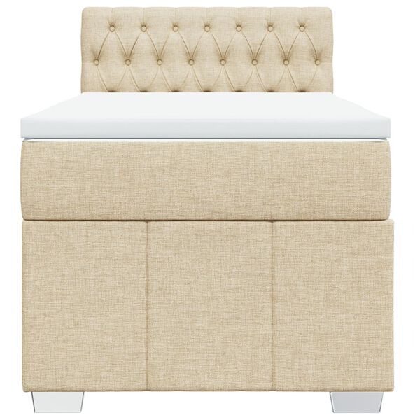 vidaXL Boxspringbett mit Matratze Creme 90x200 cm Stoff