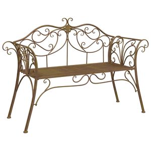 vidaXL Gartenbank 2-Sitzanzahl 130 x 47 x 90 cm Stahl Antikbraun