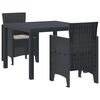 vidaXL Garten Essgruppe 3 pcs Anthrazit Polypropylen