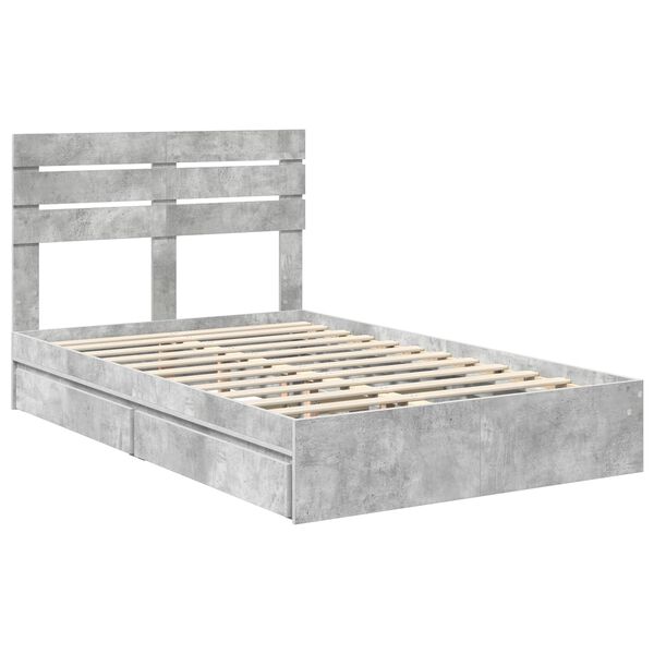 vidaXL Aufbewahrungsbett Beton Grau 135 x 190 cm Holzwerkstoff