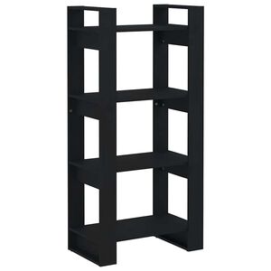 vidaXL B&uuml;cherregal/Raumteiler Schwarz 60x35x125 cm Massivholz