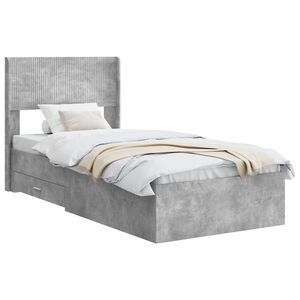 vidaXL Bettgestell mit Stauraum und Kopfteil Betongrau 75 x 190 cm
