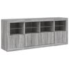 vidaXL Sideboard mit LED-Leuchten Grau Sonoma 163x37x67 cm