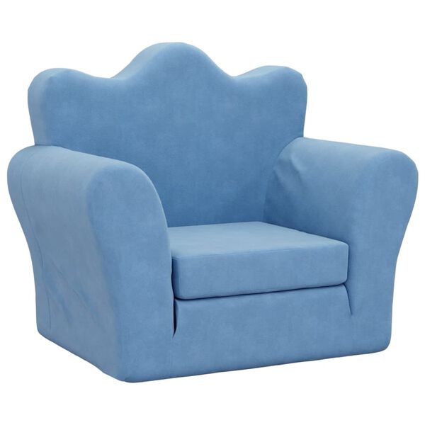 vidaXL Schlafsofa f&uuml;r Kinder Blau Weicher Pl&uuml;sch