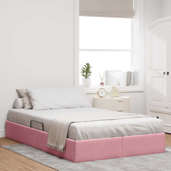 vidaXL Aufbewahrungsbett mit Speicher Rosa 120 x 200 cm Samt
