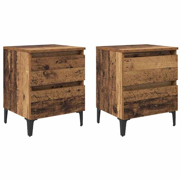 vidaXL Nachttisch 2 pcs Altholz 40 x 35 x 50 cm Holzwerkstoff