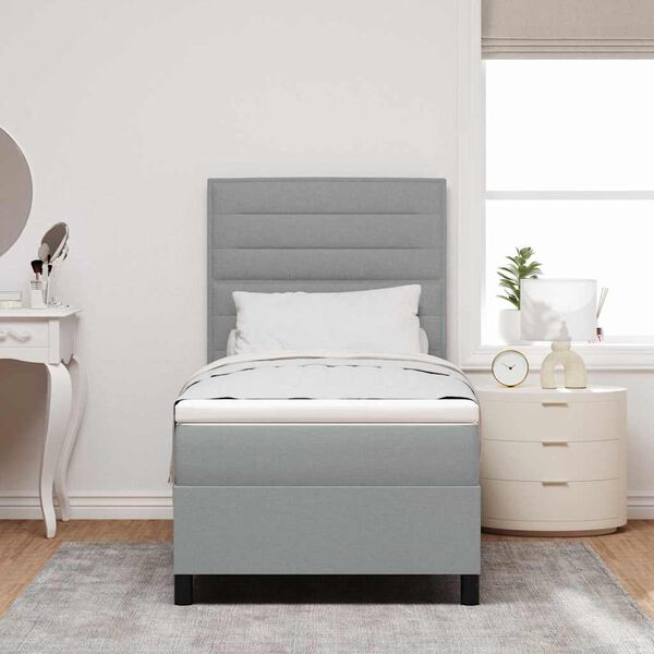 vidaXL Boxspringbett mit Matratze mit LED Hellgrau 80 x 200 cm Stoff