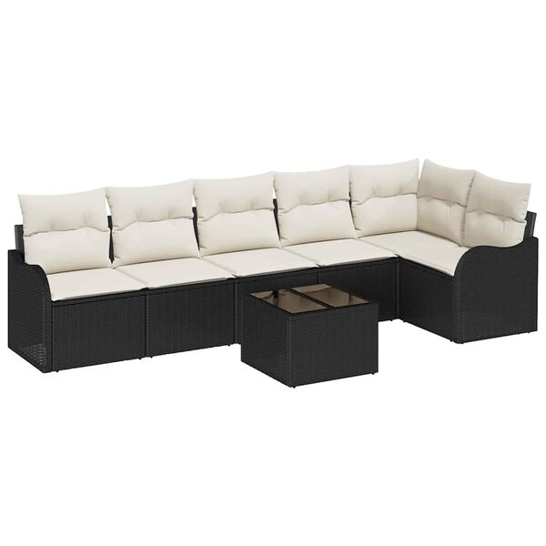 vidaXL Gartensofa-set Schwarz Poly-Rattan